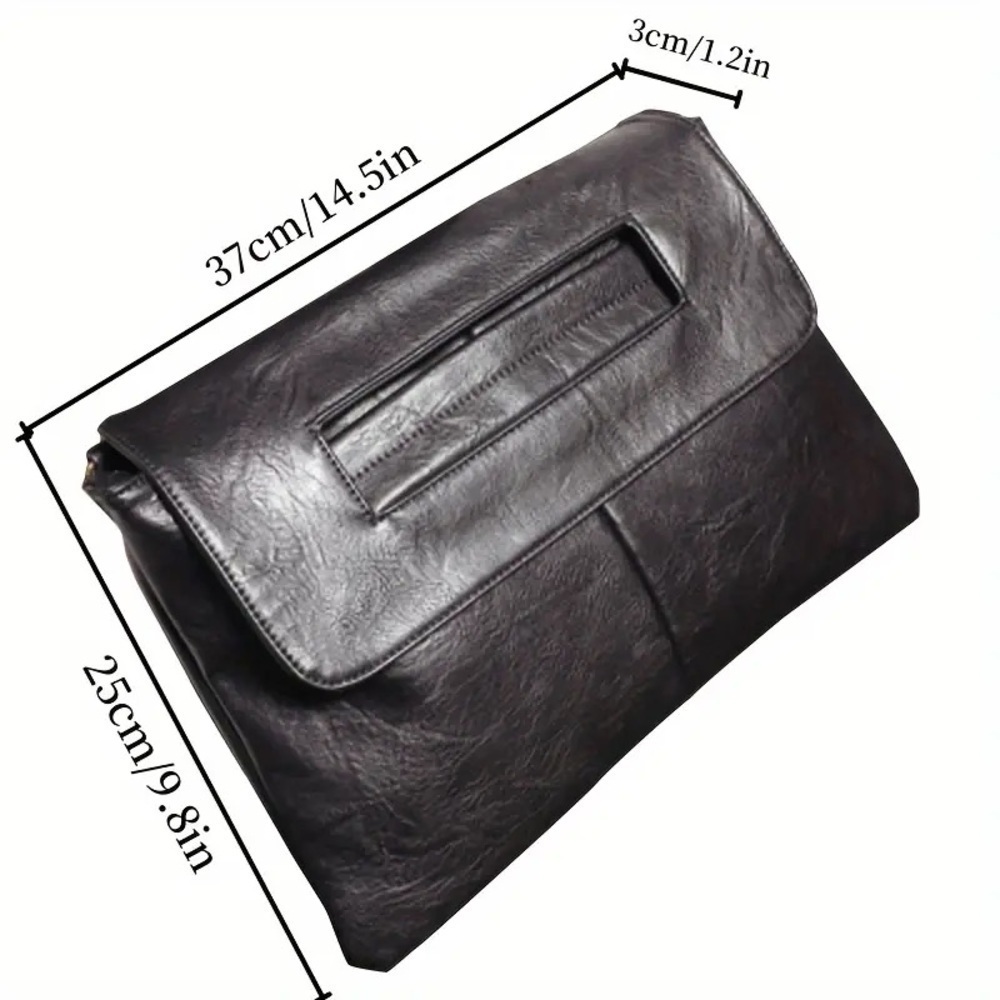 PU Leather Shoulder Bag Clutch With Arm Insert, Messenger Bag, School Work Black - Picture 3 of 3